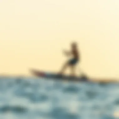 A skilled rider demonstrating advanced techniques on a hydrofoil paddleboard