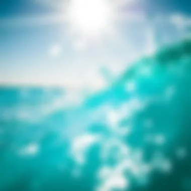 Vibrant aqua azul water under sunlight