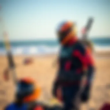 Complete Kiteboarding Gear Setup Kiteboarding gear setup with dry suit