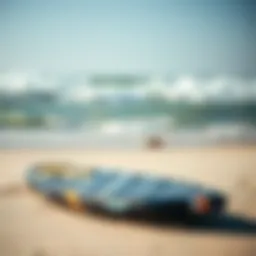 Showcasing a high-performance kitesurf board on the beach