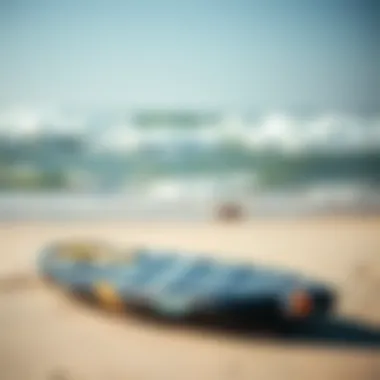 Showcasing a high-performance kitesurf board on the beach