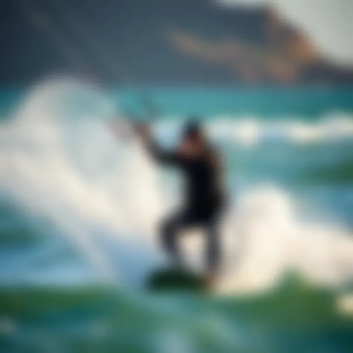 Kiteboarder in Action with Advanced Wetsuit Kiteboarder in action wearing the latest wetsuit technology in a dynamic environment