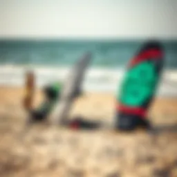 Innovative kiteboarding gear showcased on the beach