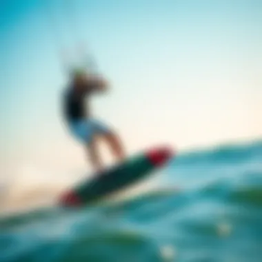 Kiteboarding with Cabrinha Foilboard Kiteboarder using Cabrinha foilboard in action