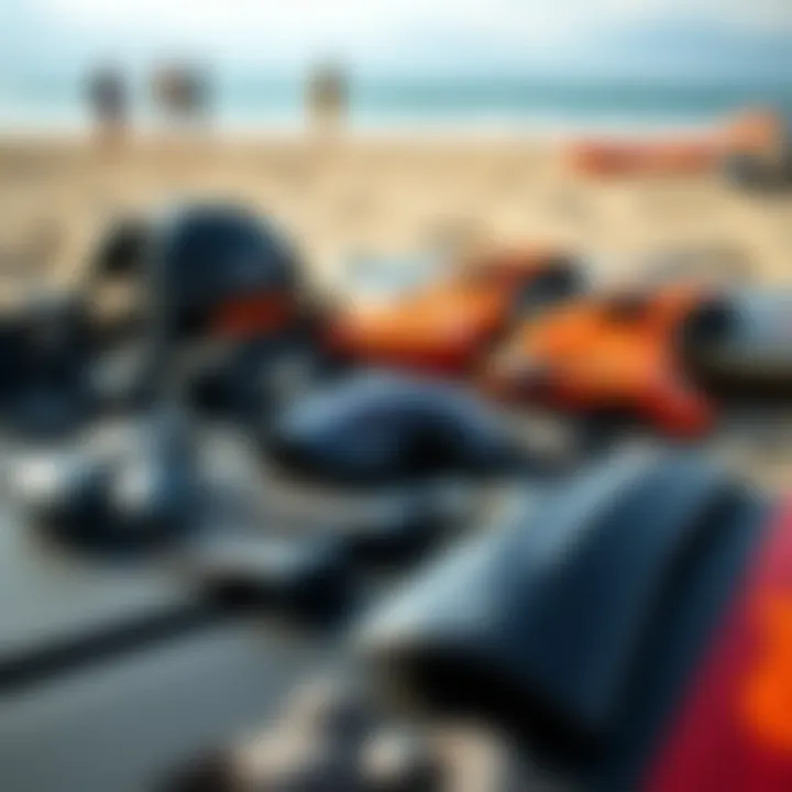 Essential Safety Gear for Foilboarding Safety gear laid out for foilboarding