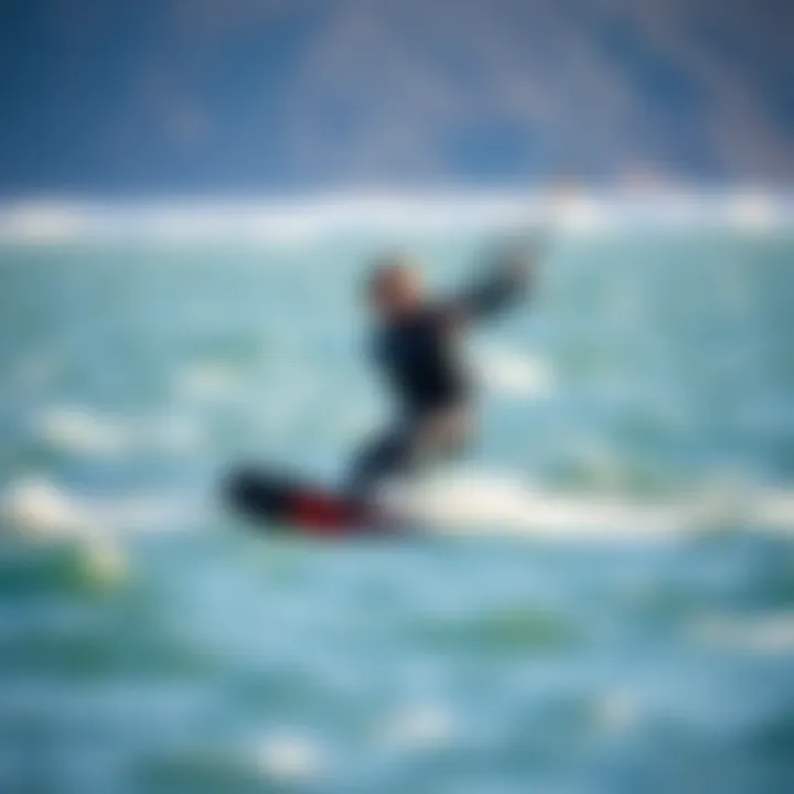 Kiteboarder in action wearing a wetsuit