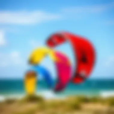 Different sizes of kiteboarding kites