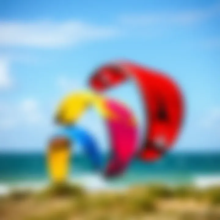 Different sizes of kiteboarding kites