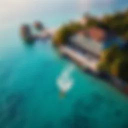 A breathtaking aerial view of Coconut Bay Resort's kiteboarding area showcasing crystal clear waters