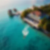 Aerial View of Kiteboarding at Coconut Bay Resort A breathtaking aerial view of Coconut Bay Resort's kiteboarding area showcasing crystal clear waters