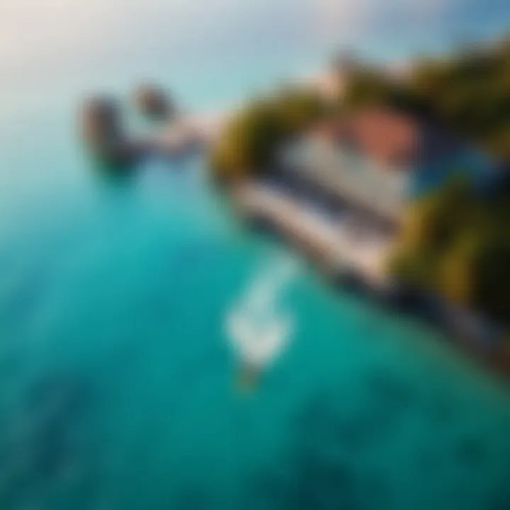 Aerial View of Kiteboarding at Coconut Bay Resort A breathtaking aerial view of Coconut Bay Resort's kiteboarding area showcasing crystal clear waters