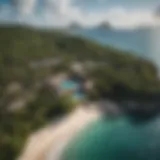 Aerial view of Coconut Bay Resort showcasing its beautiful beachfront and lush surroundings