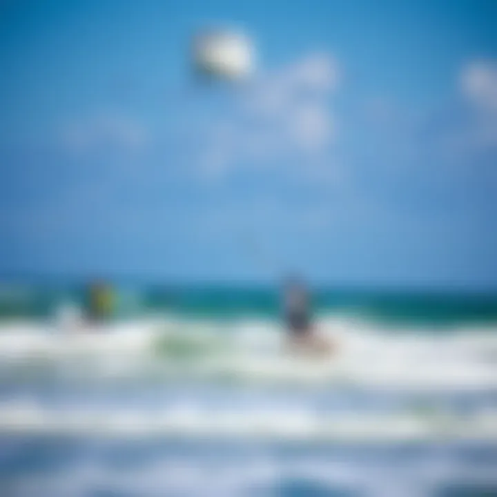 Kiteboarders Enjoying the Waves at Coconut Bay Kiteboarders in action against the backdrop of Coconut Bay Resort's beautiful coastline