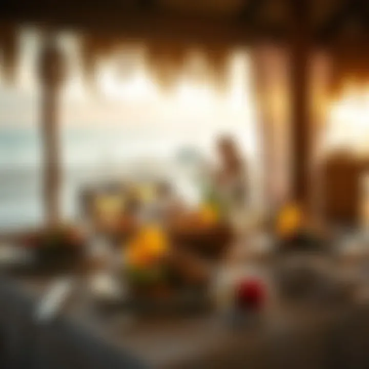 Gourmet Dining Experience at Coconut Beach Resort Luxurious dining setup with gourmet dishes