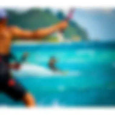 Thrilling Kiteboarding Adventures Kiteboarding enthusiasts enjoying the waves in St. Lucia