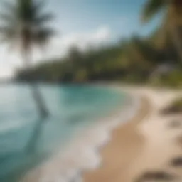 Stunning beachfront view at CoconutBay Resort showcasing turquoise waters and palm trees