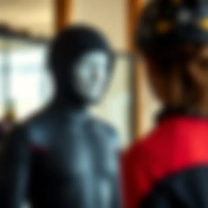 The Importance of Wetsuit Fit A perfectly fitted wetsuit on a mannequin, illustrating proper fit and comfort