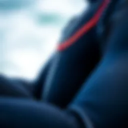 A close-up of wetsuit material showcasing texture and flexibility