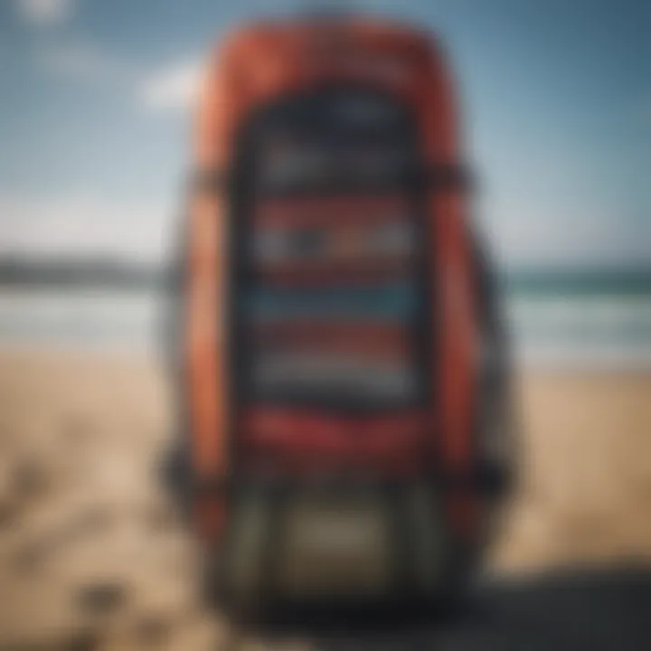 Efficient Storage in Kiteboard Travel Bags Well-organized kiteboard travel bag with storage solutions