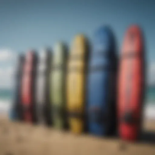 A diverse range of kiteboard travel bags displayed for comparison