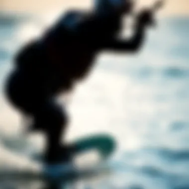 Kiteboarder Performance in Wetsuit Image capturing a kiteboarder in action, showcasing wetsuit performance in water