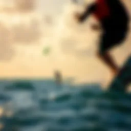 A breathtaking view of Cocoa Beach with kiteboarders in action