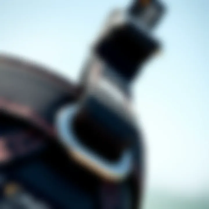 Detail of Kitesurfing Harness Material Close-up of kitesurfing harness material and stitching