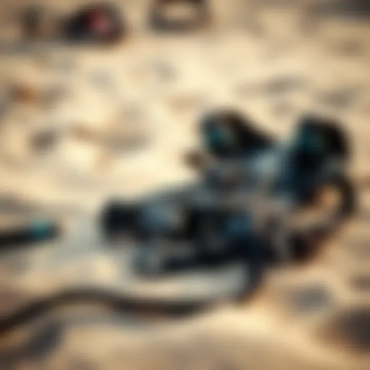 Kitesurfing Harness Overview A harness laid out on a sandy surface, ready for use