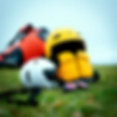 Safety Gear Essentials for Kitesurfing Safety equipment including a helmet and impact vest displayed on a grassy area