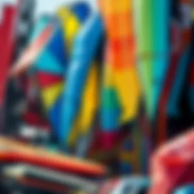 A selection of kites displayed at a market stall