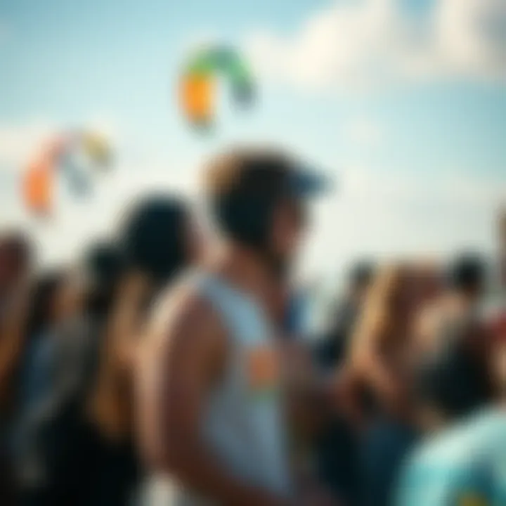 Celebrating the Kiteboarding Community Local kiteboarding community event with participants and fans engaging