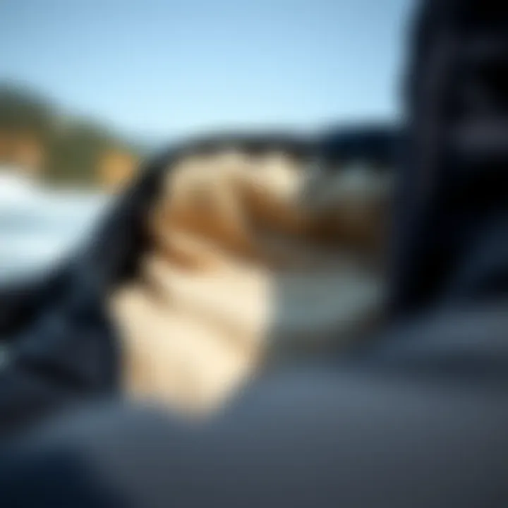 Insulation Layer in Kiteboarding Dry Suit Close-up view of the insulation layer inside a kiteboarding dry suit, emphasizing its thermal properties.