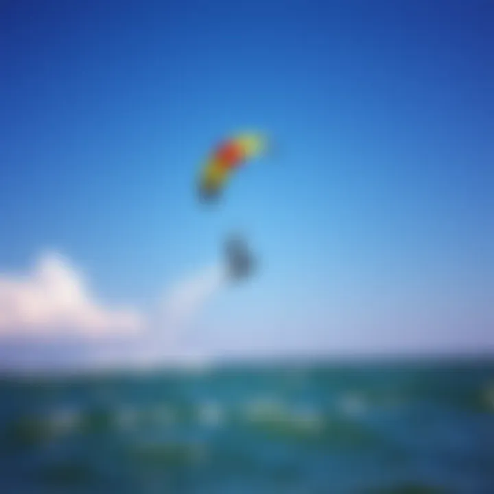 Kiteboarding Above Crystal River Vibrant kiteboard soaring through the sky above Crystal River