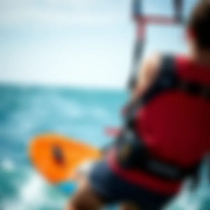 Kiteboarder Using Dakine Harness in Action A kiteboarder wearing a Dakine harness in action on the water