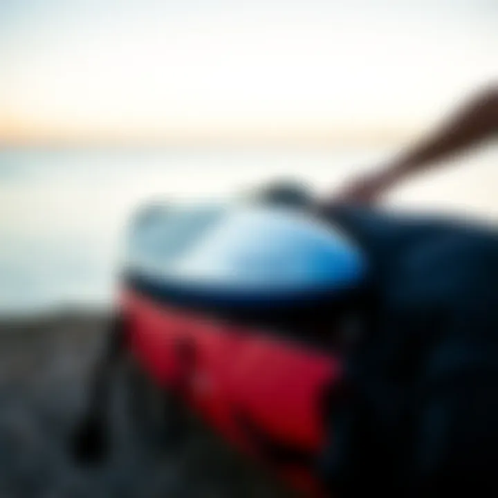 Storage in the Dakine SUP Bag Paddleboard being packed into a Dakine SUP Bag