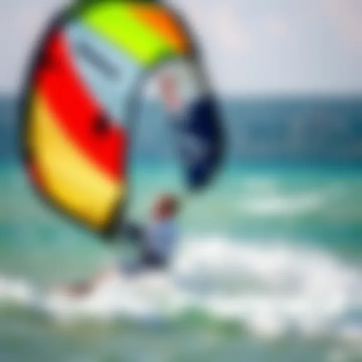 Kiteboarding action shot with Duotone 12m kite in various conditions