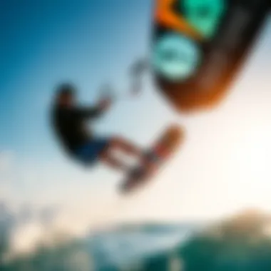 Dynamic kiteboarding scene illustrating performance in action