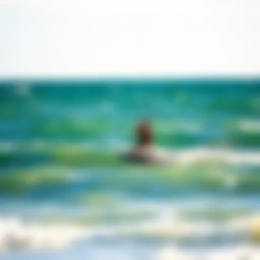 Kiteboarder gliding over the waves in Duck