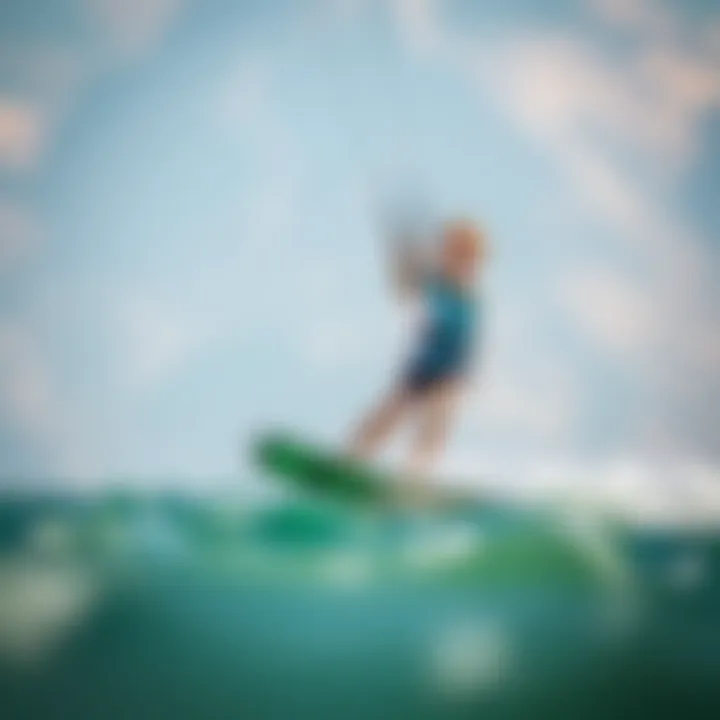 User Enjoying a Smooth Ride on Slingshot Kiteboard User enjoying a smooth ride on a slingshot kiteboard