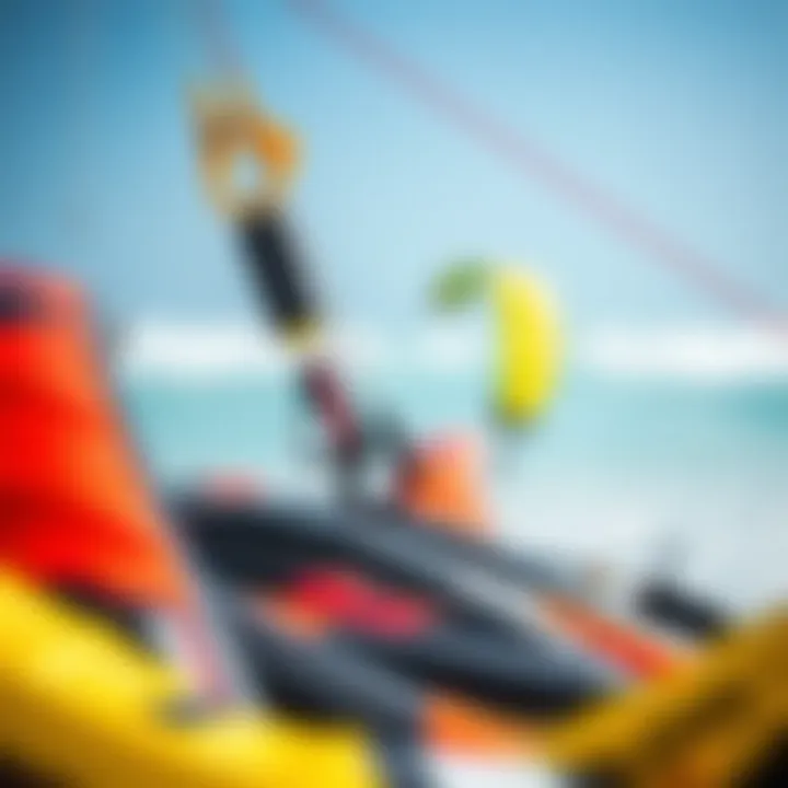 Diverse Kitesurfing Kite Designs Close-up of different kitesurfing kites showcasing various designs and colors