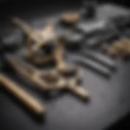 An array of high-quality slingshot parts displayed on a table