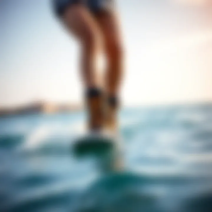 Kitesurfer Wearing Booties on the Water A kitesurfer wearing booties on the water