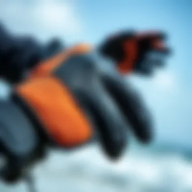 Close-up view of durable kitesurf gloves showcasing their texture