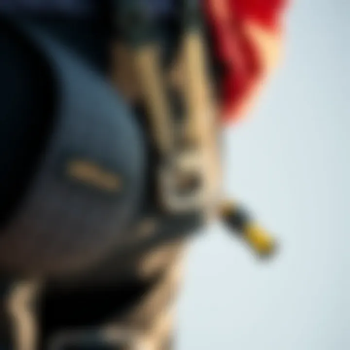 Harness Comfort and Support A close-up of a kiteboarding harness illustrating comfort and support features.