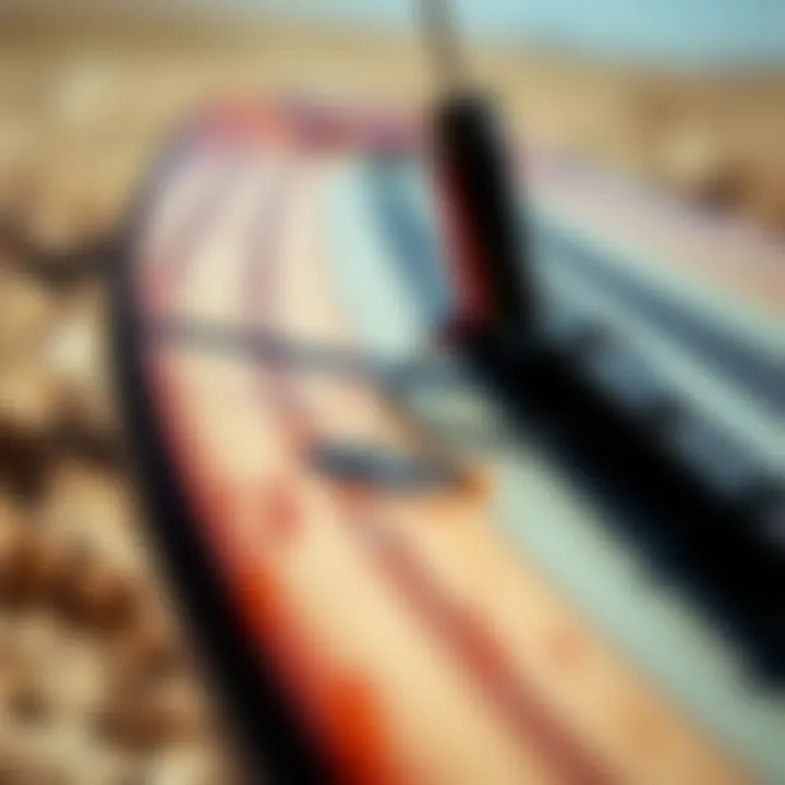 Kiteboard Durability and Technology A detailed view of a kiteboard's construction emphasizing durability and technology.