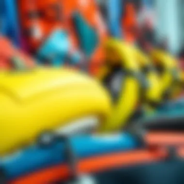 Evaluating Kitesurfing Equipment Kitesurfing gear in vibrant colors displayed for evaluation