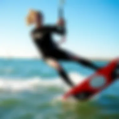 Kiteboarder in action wearing an evo wetsuit