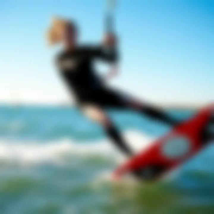 Kiteboarder in action wearing an evo wetsuit