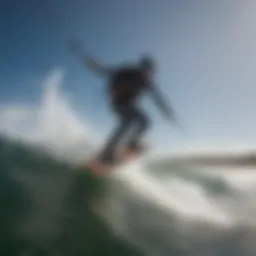 Kiteboarder navigating waves with advanced battery setup