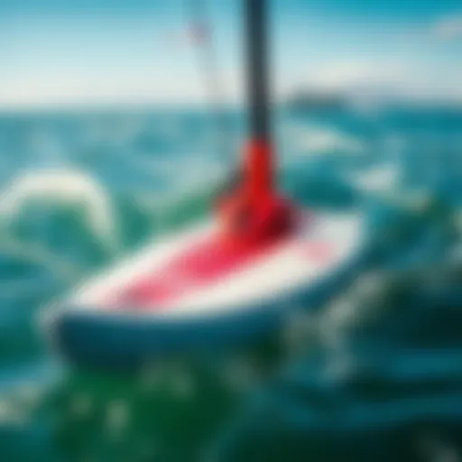 Close-up view of a hydrofoil board on water